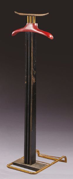 Paul-Dupré LAFON (1900-1971) Black stained wood, brass and red leather night valet
Signed...