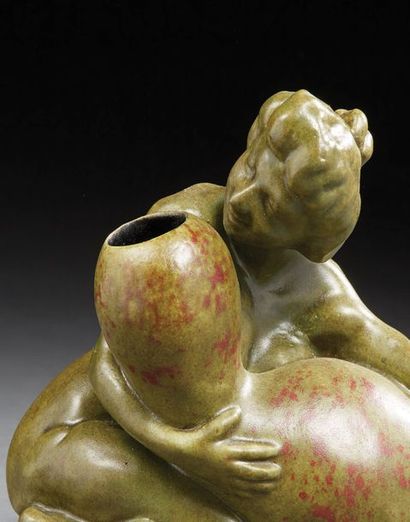François-Rupert CARABIN (1862-1932) 
Woman with a coloquint
Symbolist inkwell depicting...