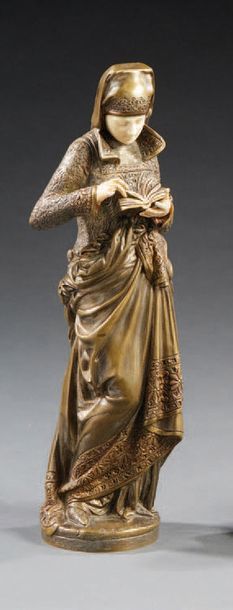 Albert CARRIER-BELLEUSE (actif c.1895-1925) «La liseuse»
Sculpture chryséléphantine...