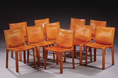 Mario BELLINI (né en 1935) 
Suite of ten chairs model "412 CAB" with metal structure...