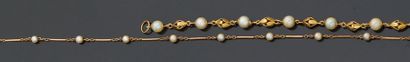 null Bracelet et collier en or jaune 18K (750) sertie de perles.
Poids brut: 14,57...