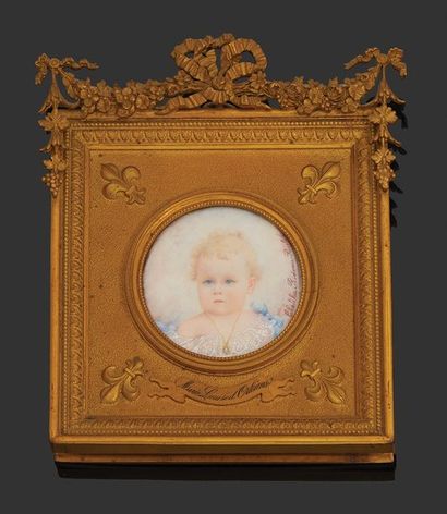 Paul CHELIKA-RIDEAU Portrait de Marie Louise d'Orléans enfant
Miniature ronde sur...