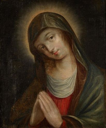 ÉCOLE FLAMANDE du début du XVIIe siècle La Vierge en prière
Toile.
Dim.: 54 x 47,5...