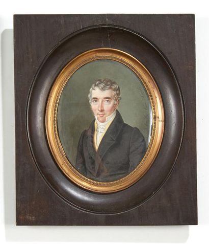 AMÉLIE VAN ASSCHE (1804 - c.1840) 
Paire de miniatures à vue ovale représentant un...
