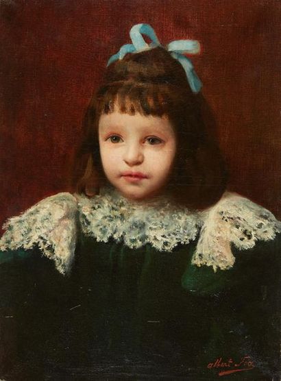 ALBERT FOX (ACTIF AU XXe SIÈCLE) 
*Portrait de jeune fille à la robe bleue
Sur sa...