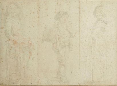 FRANÇOIS-BERNARD LÉPICIÉ (1698-1755) 
Ensemble de trois dessins figurant des portraits.
Signé...