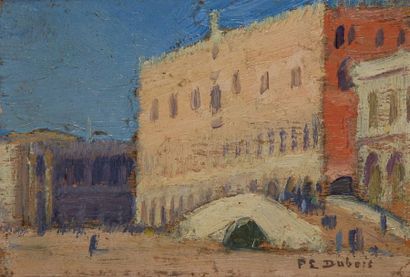 Paul Elie DUBOIS (1886-1949) 
Place à Venise
Huile sur carton, signée en bas à droite.
Dim.:...