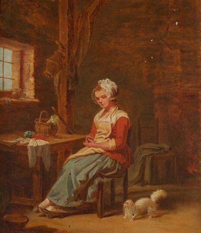 ATTRIBUÉ À MARC ANTOINE BILCOCQ (1755 - 1838) 
Jeune femme dans un intérieur
Sur...