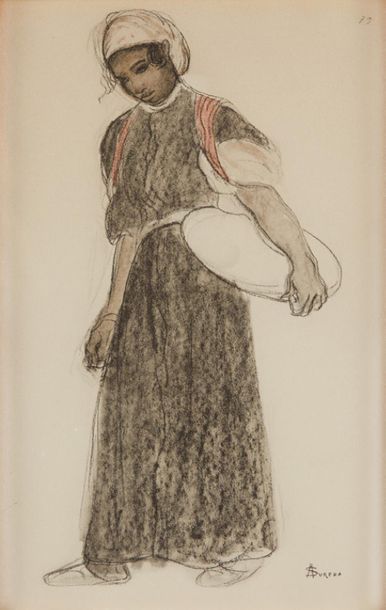 André SUREDA (1872-1930) 
Femme en costume
Dessin signé en bas à droite.
25,5 x 16...