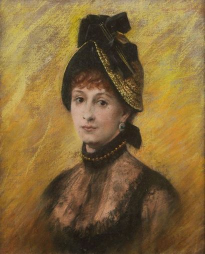PIERRE CARRIER BELLEUSE (1851 1932) 
Portrait de femme
Pastel, signé en haut à droite,...