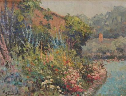 André BERONNEAU (1886-1973) 
Tixall Cottage near Stafford, UK Huile sur panneau,...