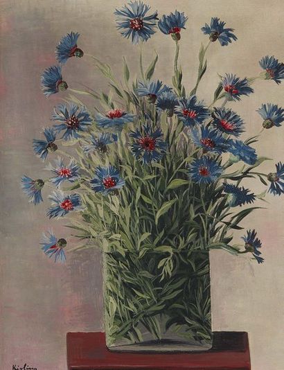 Moïse KISLING (1891-1953) Les bleuets, 1928. Huile sur toile signée en bas à gauche....