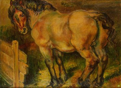 Alfred-Auguste JANNIOT (1889-1969) 
Cheval
Huile sur toile signée en bas à gauche
60...