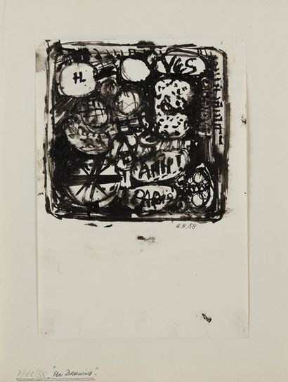 Guy HARLOFF (1933-1991) 
Suite of six Indian ink drawings
signed and dated G.H.58...