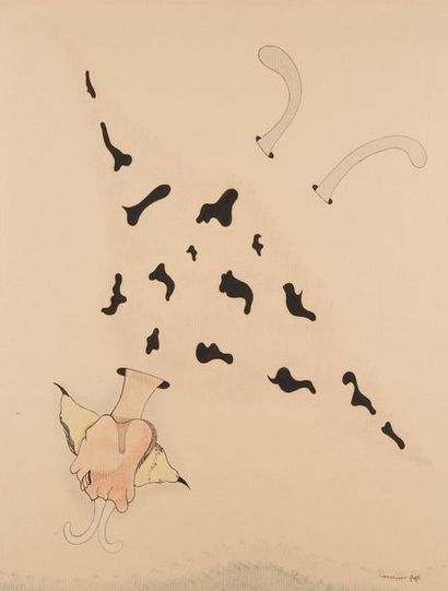 JORGE CAMACHO (1911-2011) 
Sans titre, 1977
Encre de Chine et pastel sur papier
Signé...
