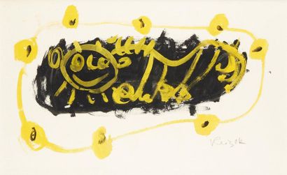 Jan KRIZEK (1919-1985) 
Sans titre
Gouache sur papier
Signée en bas à droite 26,5...