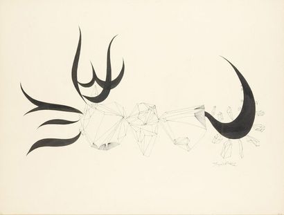 Jacques HEROLD (1910-1987) 
Untitled, 1952
Indian ink drawing
Signed right.
47.5...