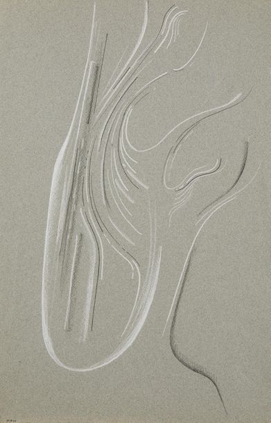Bernard SABY (1925-1975) 
Suite de deux dessins à la craie blanche et au fusain
Datés...