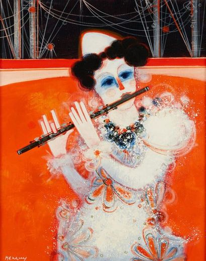 Frédéric MENGUY (1927-2007) 
Le clown à la flûte
Huile sur toile signée en bas à...