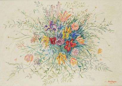 Louis TOUCHAGUES (1893-1974) 
Bouquet de fleurs
Huile sur panneau
Signée en bas à...