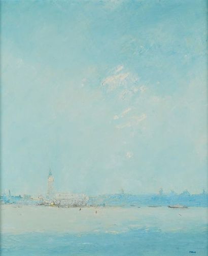 Michel MALY (1936) 
Venise bleu
Huile sur toile signée en bas à droite
54 x 44 cm...
