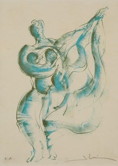 Salvador DALI (1904-1989), d'après 
Danseuse au voile
Gravure couleur sur papier,...