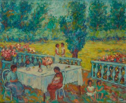 École du XXe siècle Le déjeuner champêtre
Huile sur toile, signée en bas à droite.
59...