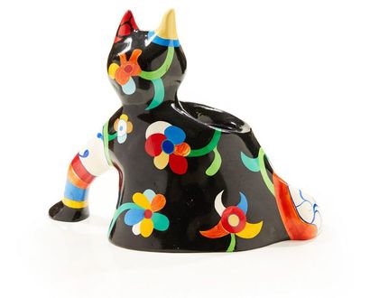 Niki de SAINT-PHALLE (1930-2002) 
Vase chat
Sculpture en polyester peint en polychromie
Signée...