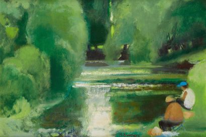 MICHEL BOUCHERY (1929-2003) 
Lake
landscape Oil on canvas, signed in the center
37...