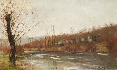 HERMAN VAN DEN BERGHE (XXE) 
Landscape with pond
Oil on canvas signed lower right
33...