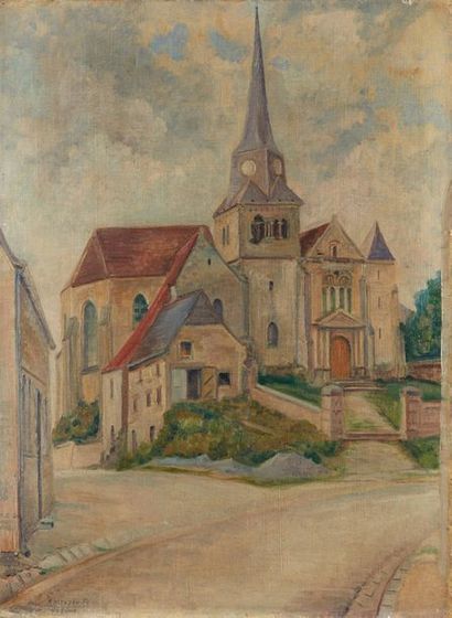 RENE MENDES FRANCE (1888-1985) 
Eglise de Saint Erme
Huile sur toile, signée et située...