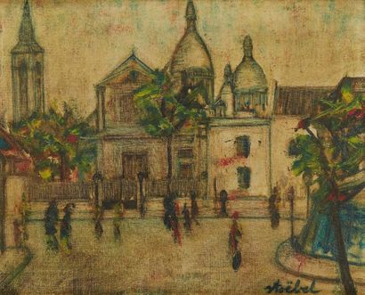Edgar STOEBEL (1909-2001) 
Vue du Sacré Coeur
Huile sur toile signée en bas à droite
22...