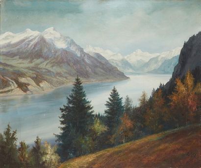 École FRANÇAISE du XXe siècle Vue de montagne
Huile sur toile signée
75 x 90 cm