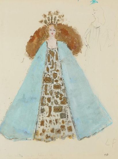 LEONOR FINI (1907-1993), d'après 
Costume
study Mixed media on paper
Monogrammed...