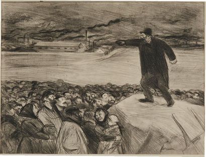 JEAN-LOUIS FORAIN Scène de grève, 2e planche, vers 1897, lithographie, 33,5 x 44...