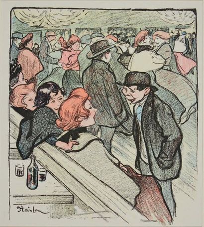Théophile Alexandre STEINLEN Au Moulin de la Galette, illustration pour Le
Rire,...