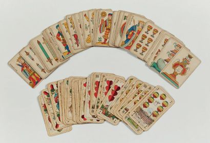 null CARTES A JOUER - PIATNIK WIEN Jeu de 32 cartes enseignes germaniques avec illustrations...