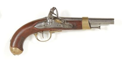 null Pistolet à silex de cavalerie modèle an IX modifié an XIII, canon poinçonné...
