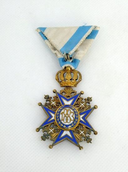 null Croix de chevalier de l'ordre de Saint-Sava créé en 1883, 2e modèle, en vermeil,...