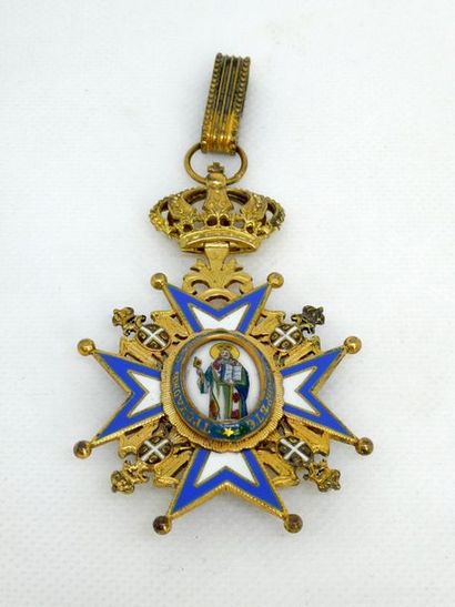 null Croix de commandeur de l'ordre de Saint-Sava créé en 1883, 2e modèle, en vermeil,...