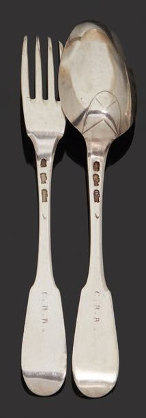 null Silver cutlery, single flat model.
Chalon-sur-Saône 1786.
Master goldsmith:...