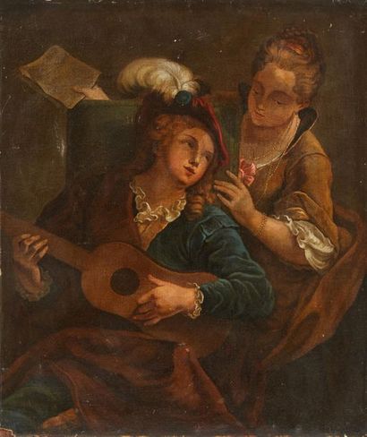 Ecole française du XVIIIe siècle, suiveur de Jean RAOUX 
Guitarist and singer
Toile
Sans...
