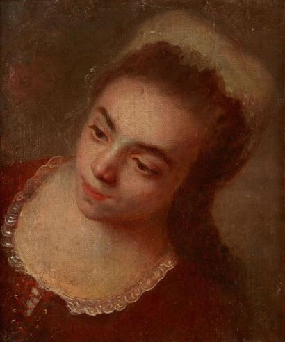 École VENITIENNE vers 1740 
Figure de jeune femme
Toile 29,5 x 25 cm