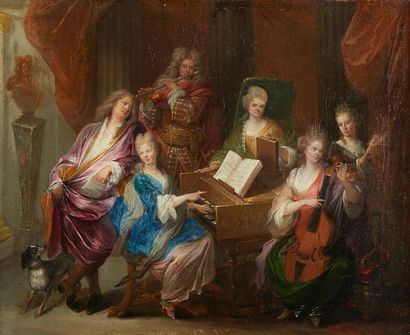LOUIS DE SILVESTRE (1675-1760), attribué à 
Musicians in an interior
Canvas 46,5...