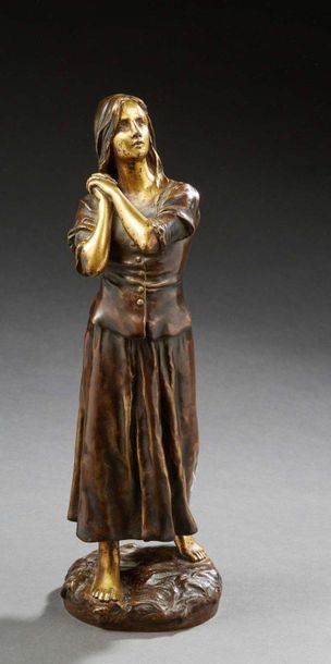 Raoul LARCHE (1879-1912) 
Jeanne d'Arc ou La Foi
Sculpture en bronze à patine brune...