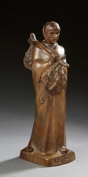 ALPHONSE AMÉDÉE CORDONNIER (1848-1903) 
The Mistletoe
Sculpture in bronze with medal...