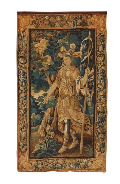 Aubusson XVIIIe siècle Tapisserie figurant un Jeanne d'Arc. 
Dim.: 290 x 160 cm
(usures...