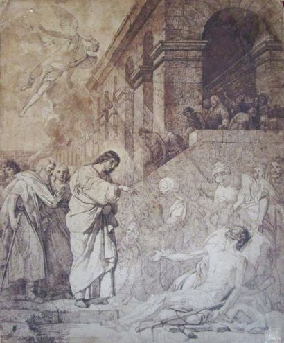 École FRANÇAISE de la fin du XVIIIe siècle Christ healing the paralytic at the probatic
pool...