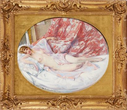 MARGUERITE MARY DARBOUR (active au début du XXe siècle) 
Femme allongée
Sur sa toile...
