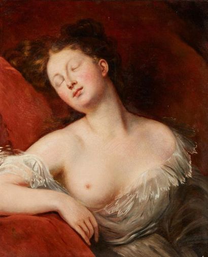 ÉCOLE FRANCAISE VERS 1830, entourage de CLAUDE MARIE DUBUFE 
Femme endormie
Sans...